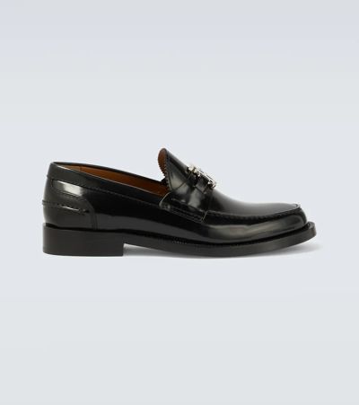 Shop Burberry Polished Leather Loafers In Black