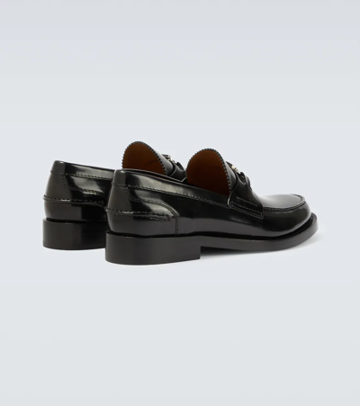 Shop Burberry Polished Leather Loafers In Black