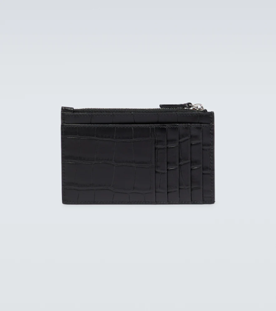 Balenciaga Cash Croc-effect Leather Wallet In Black/l White