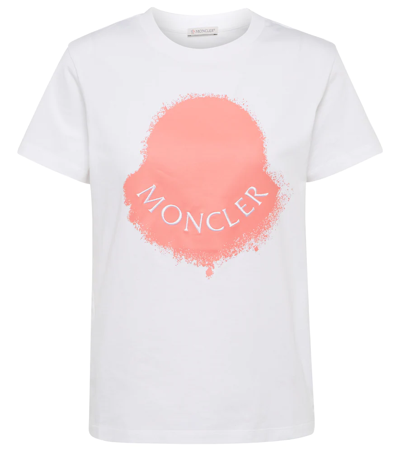 Shop Moncler Printed Cotton T-shirt In White