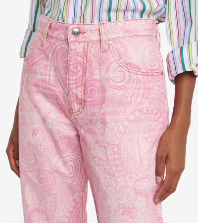 Shop Etro Printed High-rise Straight Jeans In Rosa