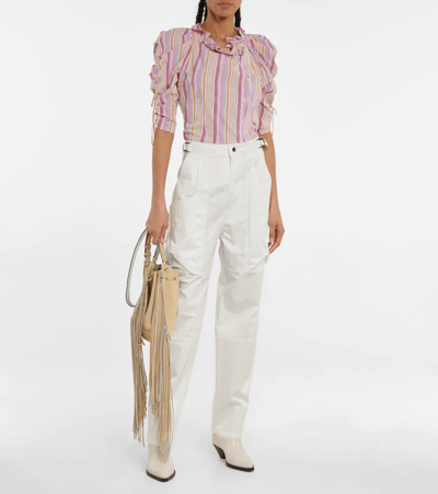 Isabel Marant Ferima High-rise Tapered Cotton Pants In Ecru