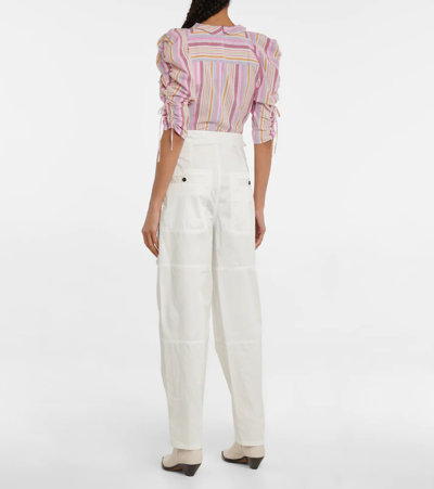 Isabel Marant Ferima High-rise Tapered Cotton Pants In Ecru
