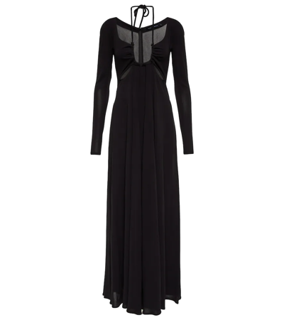 Proenza Schouler Halter Neck Long Sleeve Matte Jersey Maxi Dress In Black