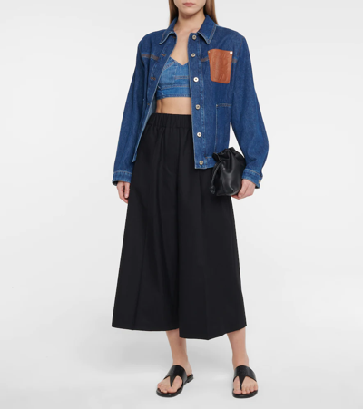 Shop Loewe Denim Crop Top In Blue Denim