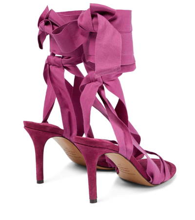 Shop Isabel Marant Arieli Canvas And Suede Sandals In Fuchsia