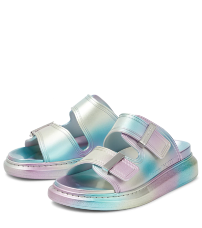 Shop Alexander Mcqueen Hybrid Buckled Rubber Slides In Holographic