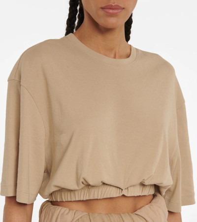 Shop Dion Lee Cropped Cotton T-shirt In Sand Dollar