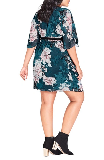 Shop City Chic Jade Blossom Drape Side Dress