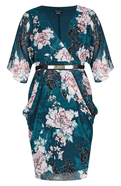Shop City Chic Jade Blossom Drape Side Dress