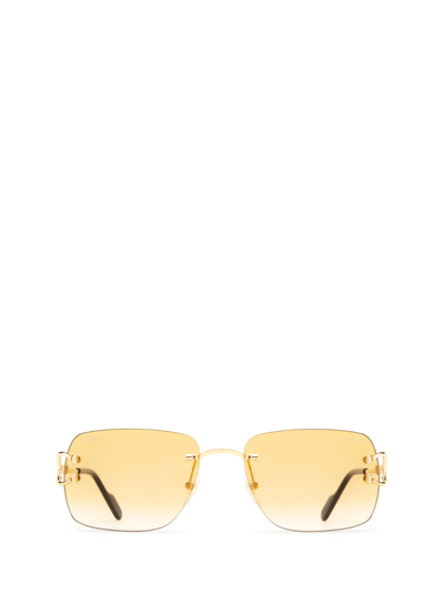 Shop Cartier Square Frame Sunglasses In Gold