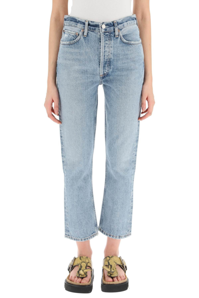 Shop Agolde High Rise Straight Crop Jeans In Blue