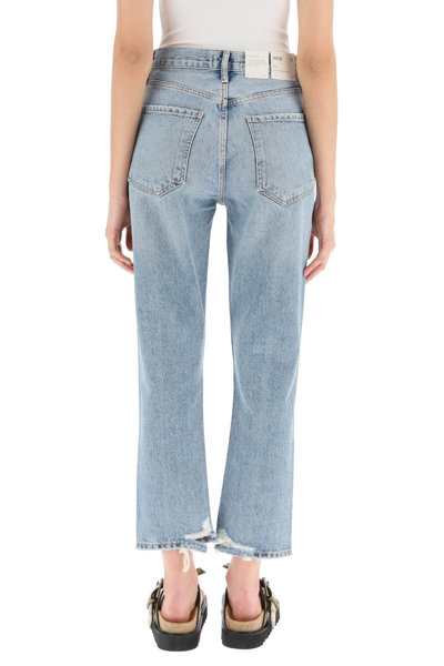 Shop Agolde High Rise Straight Crop Jeans In Blue
