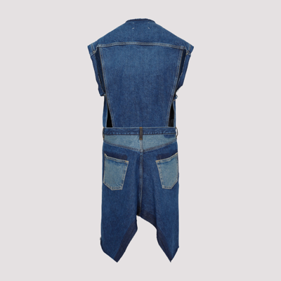Shop Maison Margiela Cotton Denim Vest Jacket In Blue