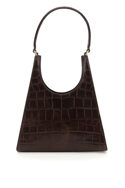 Shop Staud Rey Bag In Croco Embossed Leather In Brown