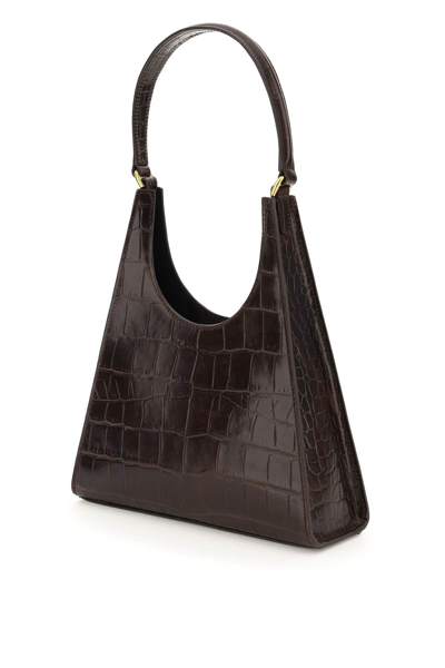 Shop Staud Rey Bag In Croco Embossed Leather In Brown