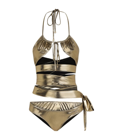 Shop Dolce & Gabbana Wrap-around Tie Bikini In Multi