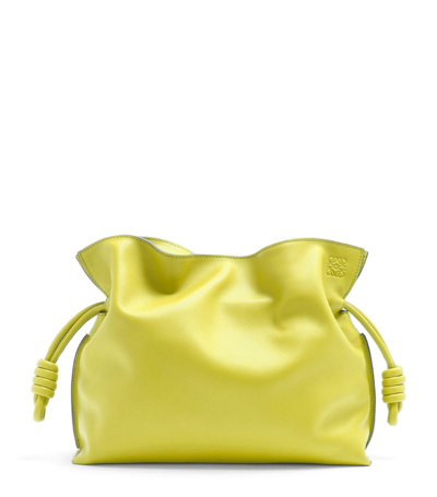 Shop Loewe Leather Flamenco Clutch Bag In Yellow