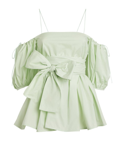 Shop Cecilie Bahnsen Cotton Fallon Top In Green