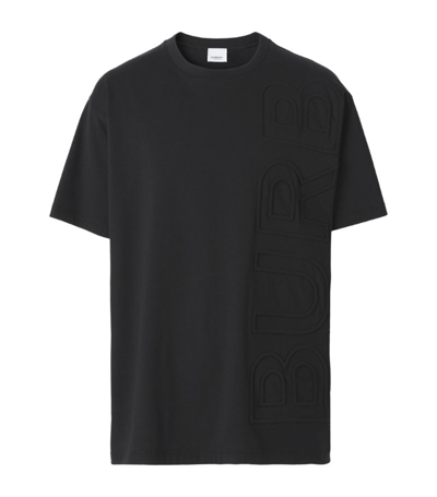 Shop Burberry Logo-embossed T-shirt In Black