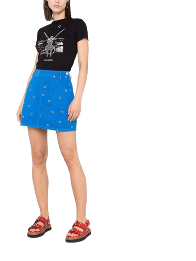 Shop Kenzo Women's Blue Cotton Skirt
