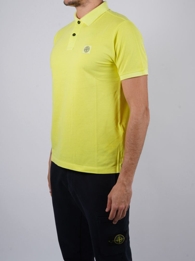 Shop Stone Island Men's Yellow Cotton Polo Shirt