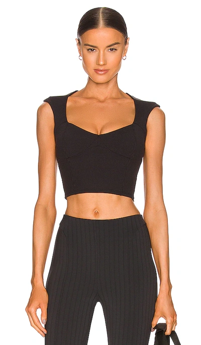 Shop Alo Yoga Ribbed Sweetheart Top In Black