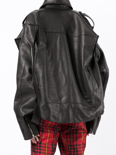 Shop Natasha Zinko Box Leather Motorcycle Jacket In Black