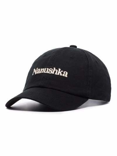 Shop Nanushka Val Logo-embroidered Baseball Cap In Black