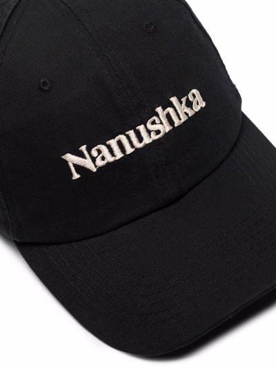 Shop Nanushka Val Logo-embroidered Baseball Cap In Black