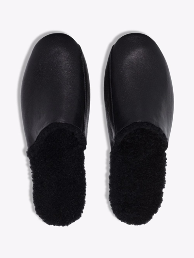 Shop Deiji Studios Shearling Leather Slippers In Black