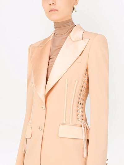 Dolce & Gabbana Single-breasted Corset-tie Blazer In Pink