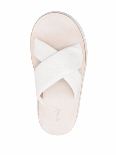 Shop Marsèll Crossover-strap Leather Sandals In White