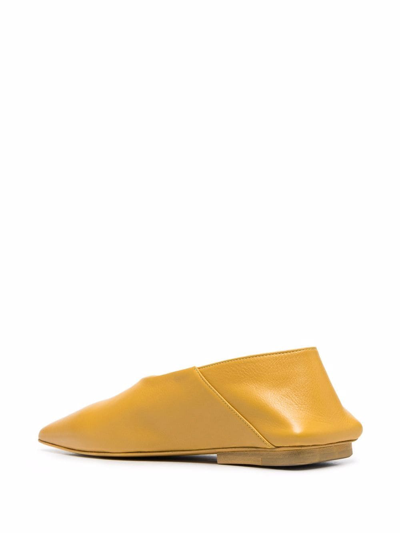 Shop Marsèll Ago Leather Ballerina Shoes In Yellow
