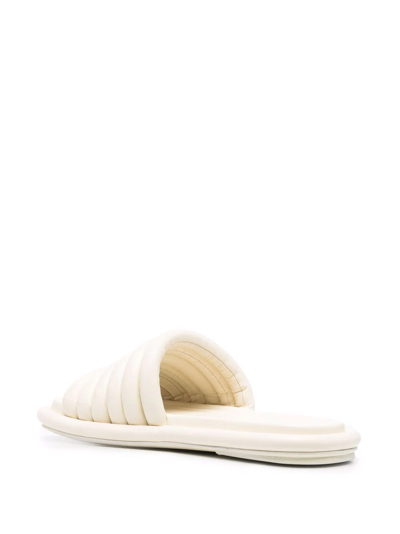 Shop Marsèll Padded Leather Slides In Neutrals