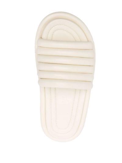 Shop Marsèll Padded Leather Slides In Neutrals