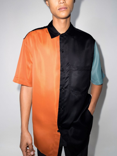 Shop Song For The Mute Colour-block Short-sleeve Shirt In Blau