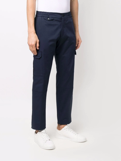 Shop Etro Tapered-leg Cargo Trousers In Blau