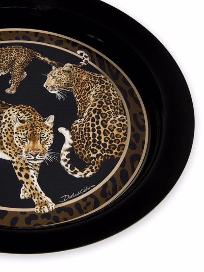 Shop Dolce & Gabbana Leopard-print Tray In Black
