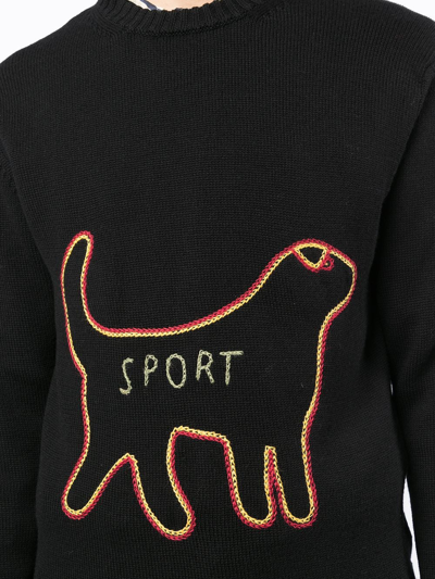 Shop Bode Sport-embroidered Merino Wool Jumper In Black