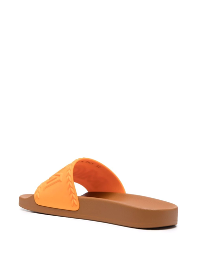 Shop Mcm Big Logo Rubber Slide In Orange