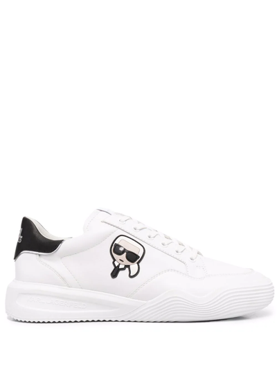 Shop Karl Lagerfeld Ikonic Patch Leather Sneakers In Weiss