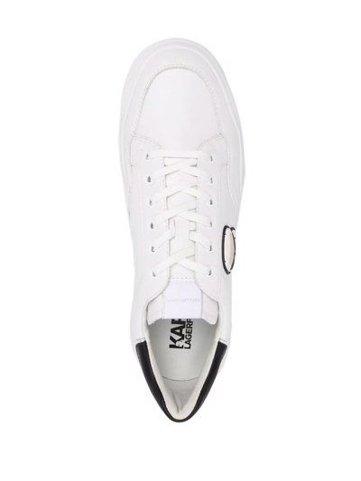 Shop Karl Lagerfeld Ikonic Patch Leather Sneakers In Weiss