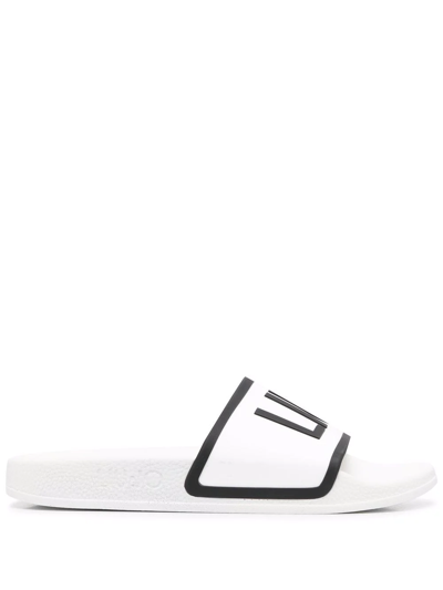 Shop Liu •jo Kos 2 Logo-print Slides In Weiss