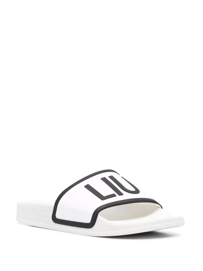 Shop Liu •jo Kos 2 Logo-print Slides In Weiss