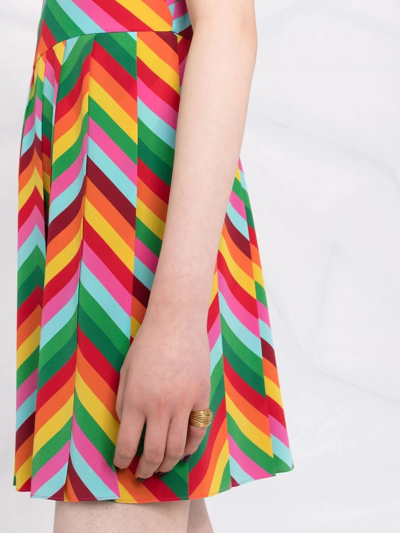 Valentino Pleated Striped Silk-crepe Mini Dress In Green