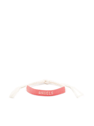 Shop Palm Angels Logo-embroidered Bracelet In Pink