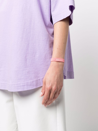 Shop Palm Angels Logo-embroidered Bracelet In Pink