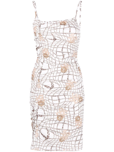 Shop Gcds Chain Logo Strappy Dress In Weiss