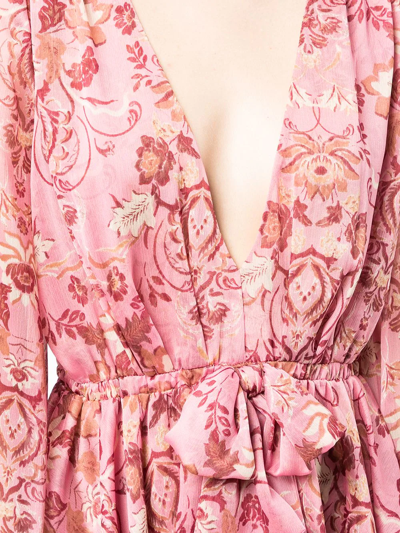 Shop Misa Kaia Flared-sleeve Mini Dress In Pink